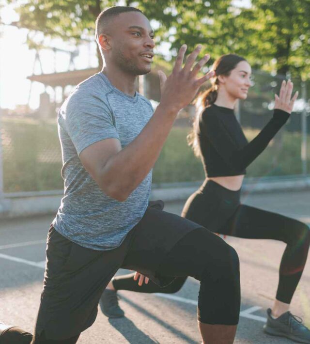 Man and woman exercising